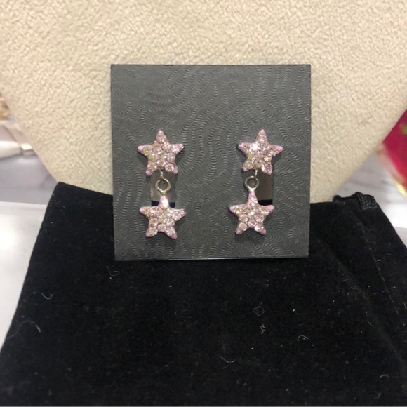 Vintage Light Lavender Crystal Pavé Star Earrings-Boutique - Picture 8 of 8